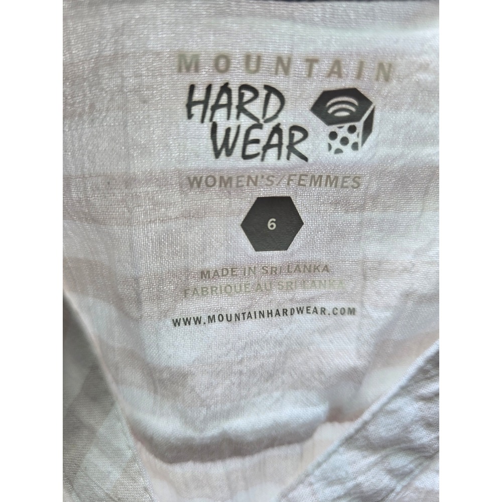 Mountain Hardwear Striped 100% Cotton Shirt Women 6 Beige Gorpcore - Picture 4 of 7